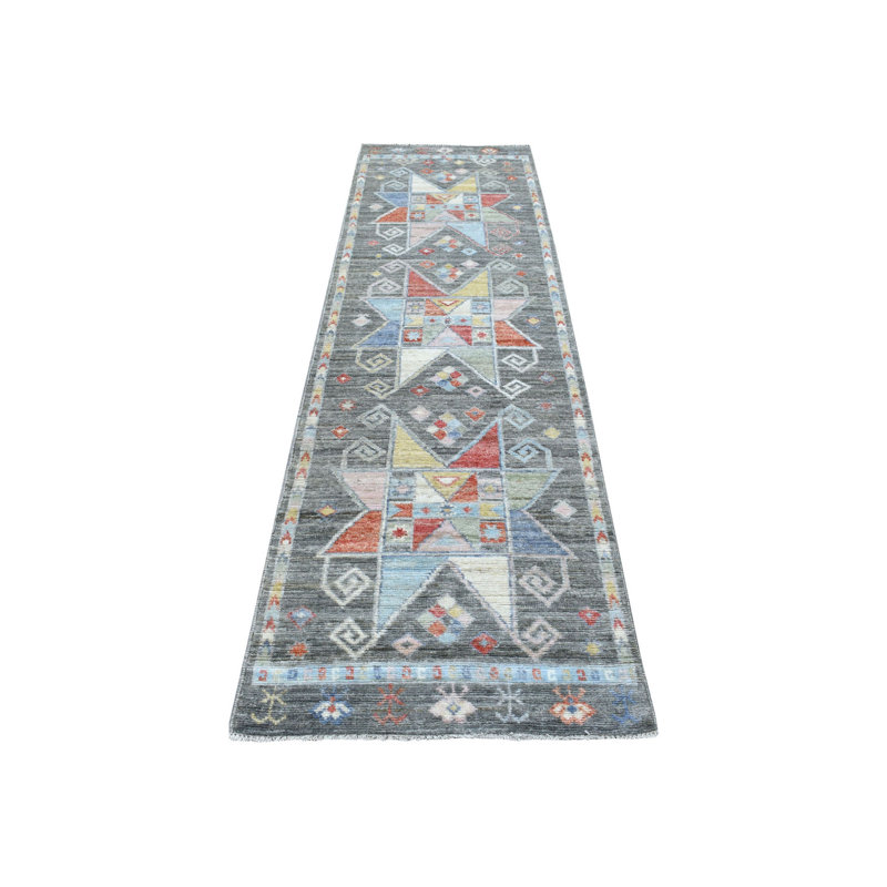Tapis de couloir afghan en laine nouée à la main 2 pi 8 po x 9 pi 7 po Anatolian 5AE986F65B58466CBC2C75FD558A221A