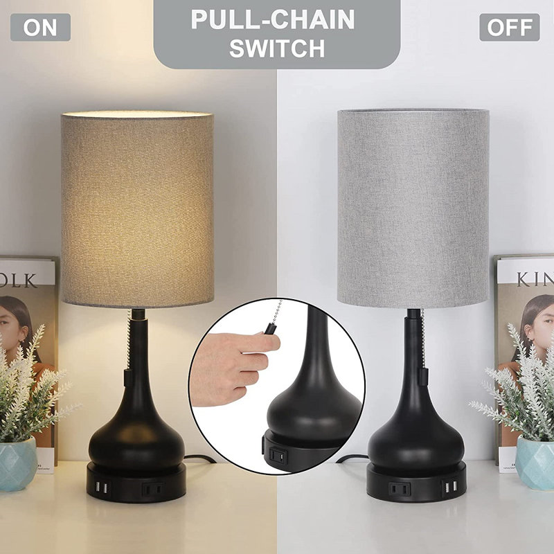 Metal USB Table Lamp, Gray