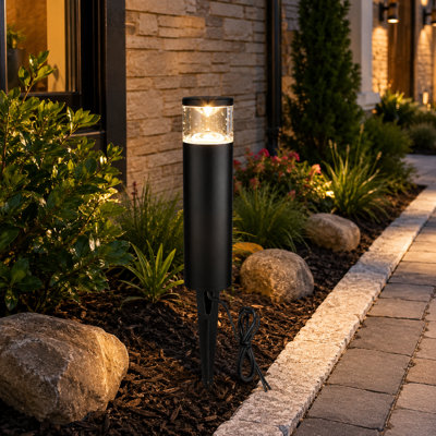 4-Pack 12V Low-Voltage Aluminum Bollard Path Lights, 5W 3000K Warm White, Waterproof Wired Outdoor Garden Lighting with Connectors, 50,000-Hour LED Life, ETL Listed