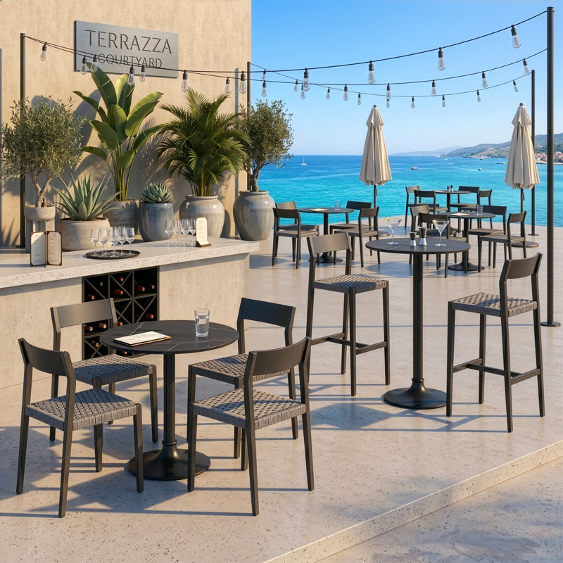 Jannie Outdoor Bar Table In Black