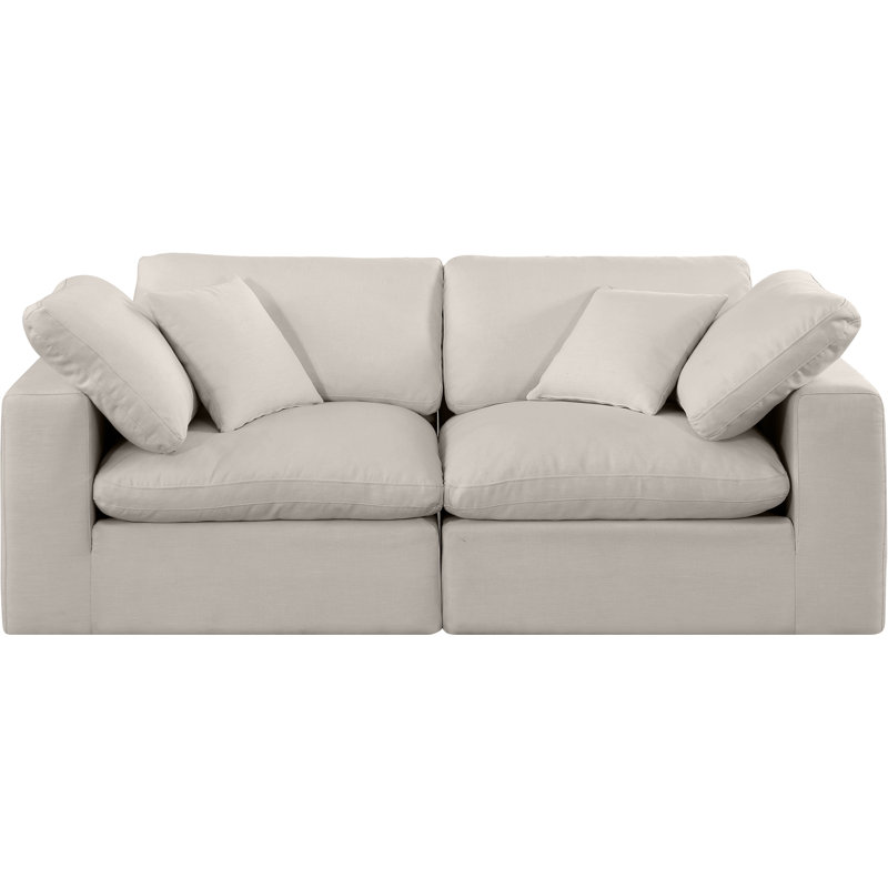 Canapé modulaire en lin texturé Iwana, Tissu beige texturé en lin