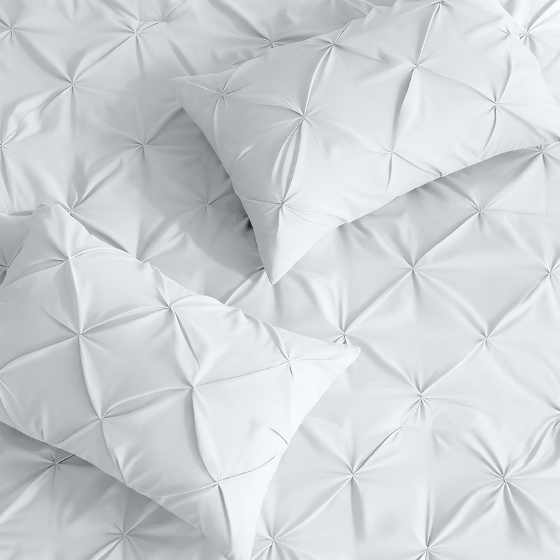 Luxurious Microfiber Pintuck Duvet Cover Set – Soft, Breathable & Wrinkle-Resistant Bedding for All-Season Comfort, White