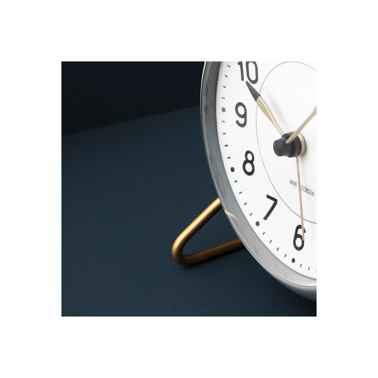 Station Analog Electric Alarm Tabletop Clock, White/Gray/Gold