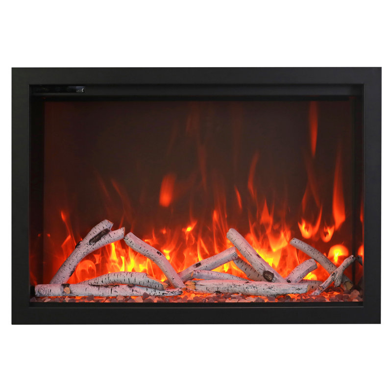 47.25'' Black Electric Fireplace with Glass Inlay