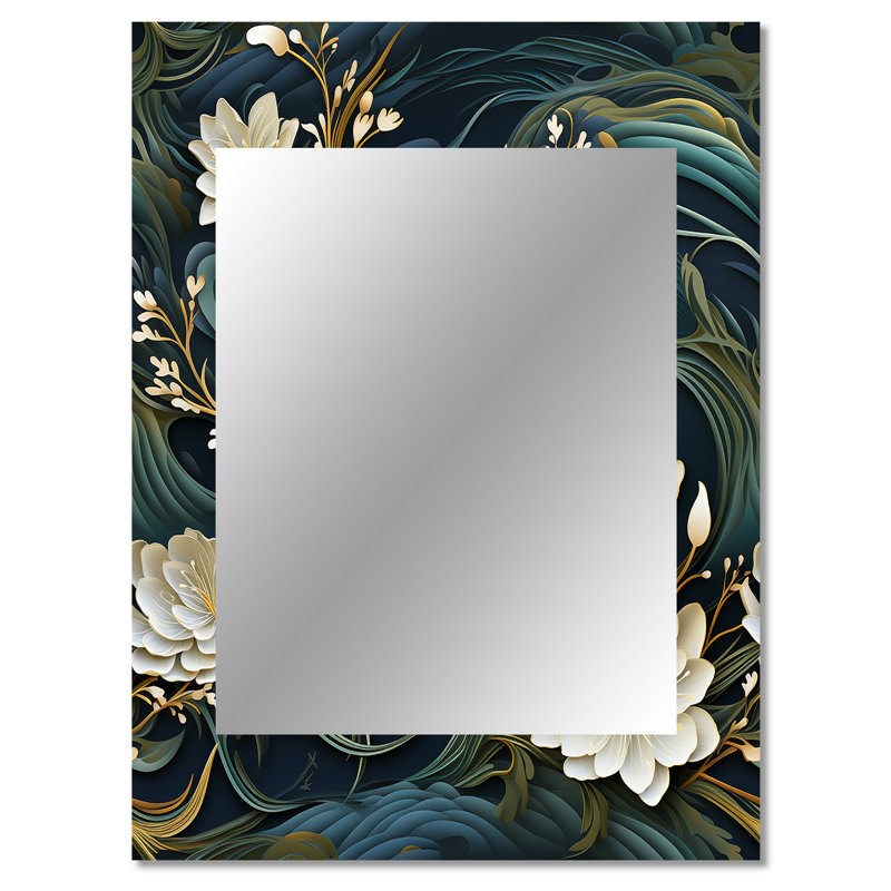Bessellieu Graceful Floral Essence Of Zen - miroir décoratif floral, miroir mural floral, impression d'art en métal