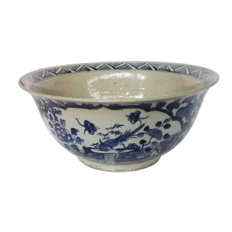 Bol décoratif d’inspiration mondiale en porcelaine bleu/blanc