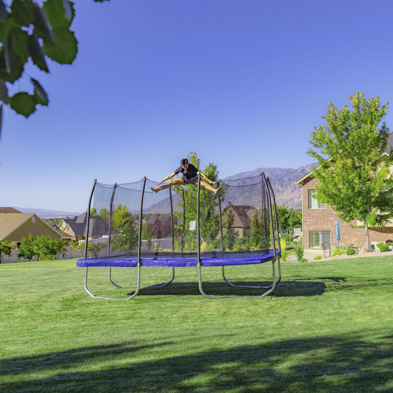Skywalker Trampolines 15ft x 9ft Rectangle Trampoline with Enclosure – Blue