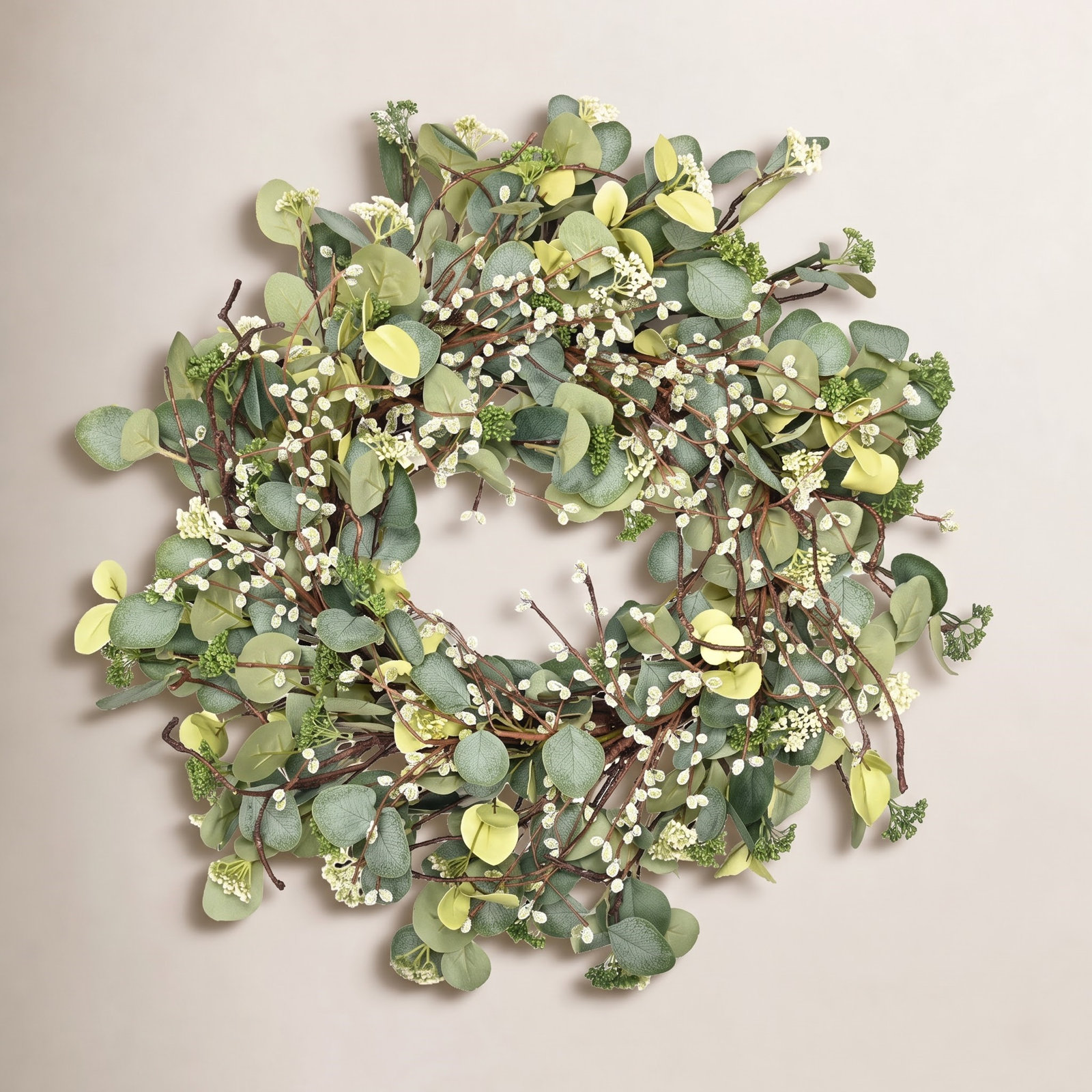26" Handcrafted Berry, Eucalyptus Christmas Wreath, Green