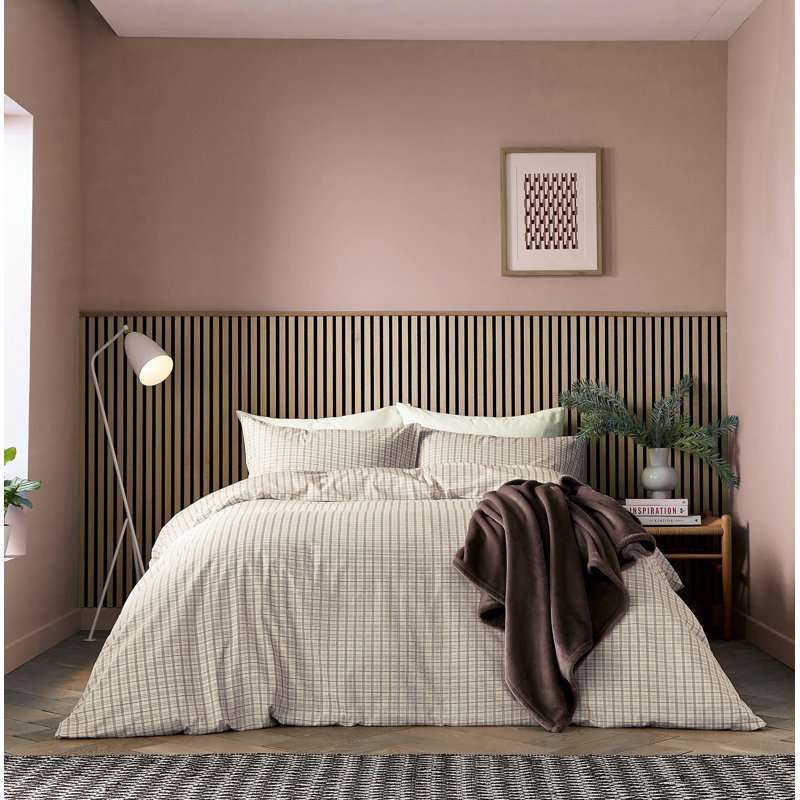 Tranquil Check Duvet Cover Set, Chocolate Chequered, Double Duvet Cover + 2 Pillowcases