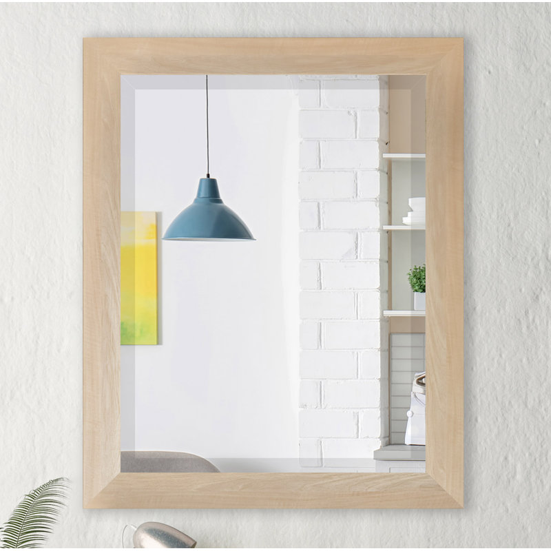 Ungar Wood Flat Wall Mirror, 35.5" H x 23.5" W x 0.75'' D, Blonde Maple