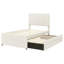 Lit plateforme simple tapissier avec lit gigogne et 3 tiroirs en lin beige élégant