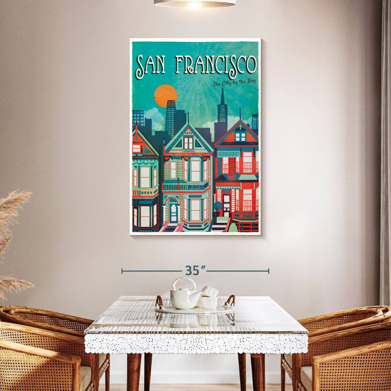 Maisons colorées à San Francisco, H 48 po x l 32 po