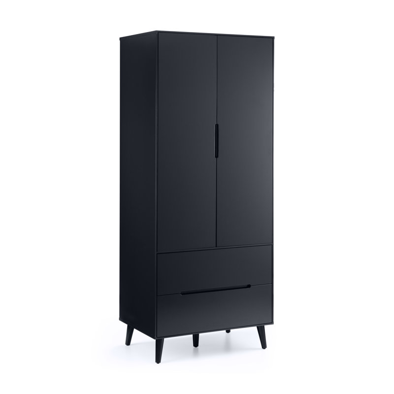 Heriberto 2 Door Solid Wood Wardrobe, Anthracite