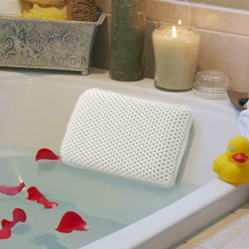 Bath Pillow Headrest Cushion Luxury Soft Bathtub Pillow With Suction Cups Neck Support Spa Bath Comfort Pillow 28Cm