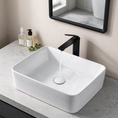 Davivy 19" Rectangular Ceramic Bathroom Vessel Sink Counter Top Sink White