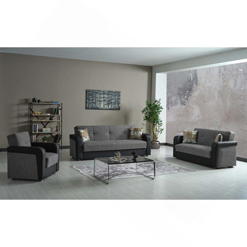 Causeuse convertible avec rangement Primenest Nimbusflow, polyuréthane gris / noir, Noir/gris