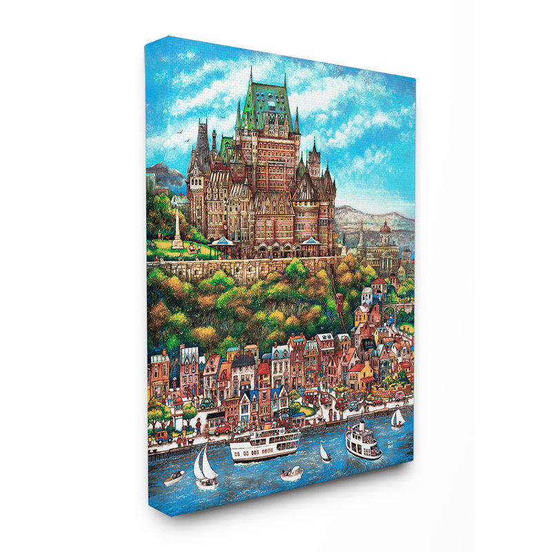 «Canadian Castle and Cityscape View Stretched», reproduction d'art sur toile, H 30 po x l 24 po, Toile tendue