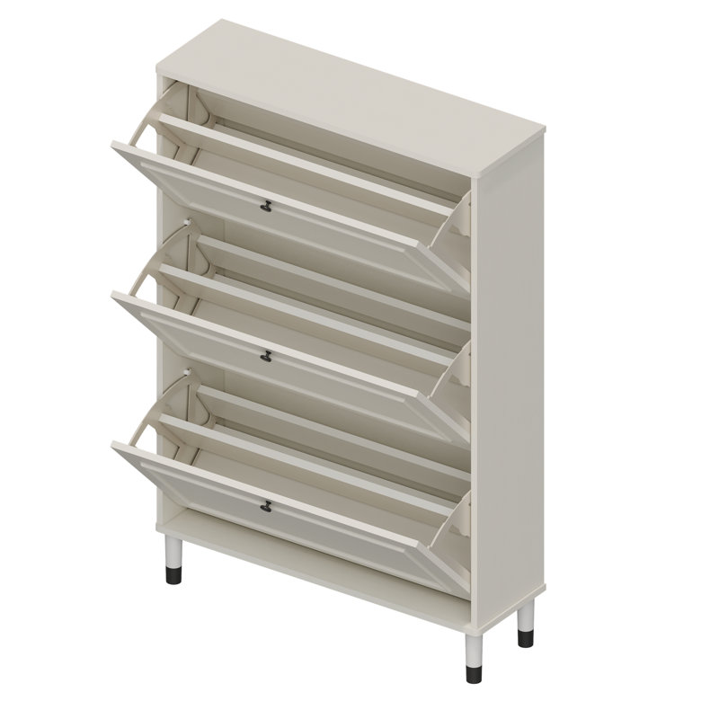 Narrow Shoe Rack with 3 Flip Drawers - Entryway Storage Perfection