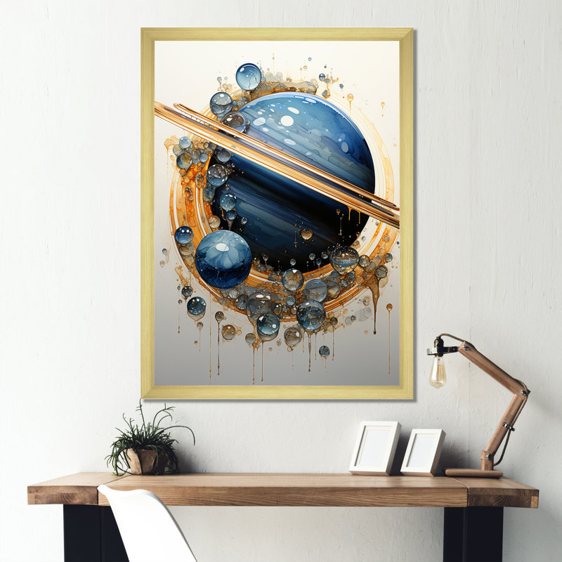 Sapphire Saturn Cosmic Wonder sur impression sur toile, Encadrement doré, H 40 po x l 30 po x P 1,5 po