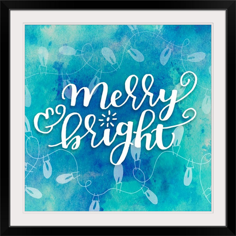 «Christmas Art Merry and Bright Twinkle Light Hand lettresing» par Inner Circle, art textuel, H 38 po x l 38 po x P 1 po