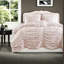 Ensemble de literie rose simple pour lit simple et simple TG, 3 pièces en microfibre froncée, chambre à coucher à motif floral