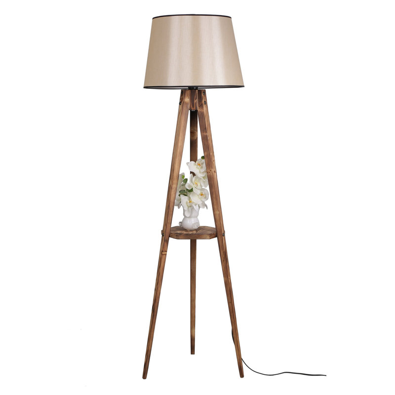 Ellison 160cm Tray Table Floor Lamp, French Beige, Brown