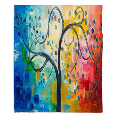 Couverture sherpa doux color tree ii