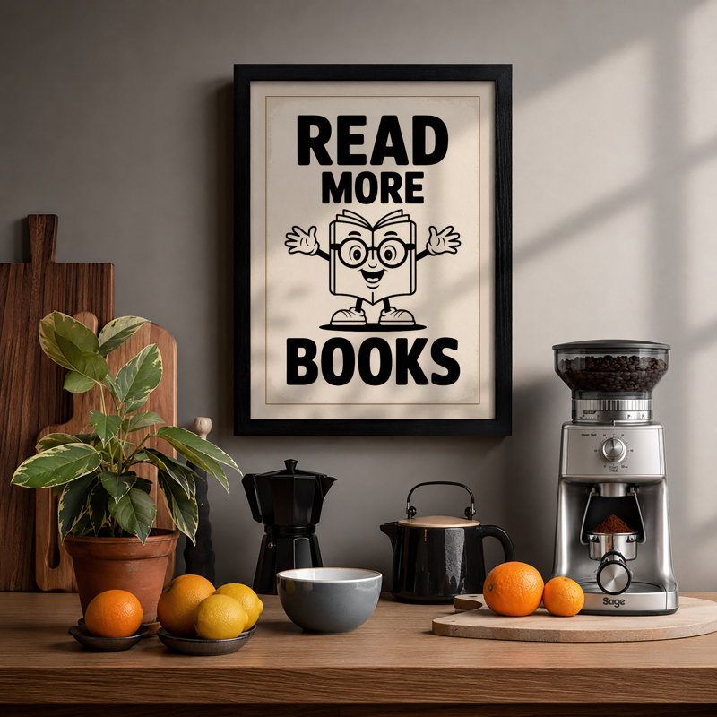 Read More Books Retro - Framed Print, Black, A3 - 42.0 x 29.7 cm