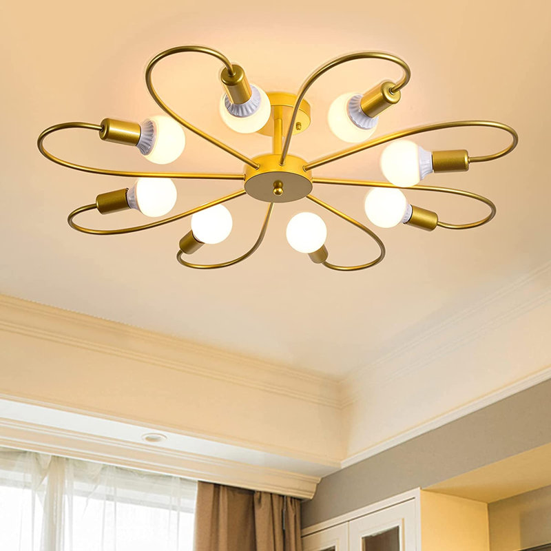 Azeriah 8-Light 84cm Semi Flush Mount, ‎Gold
