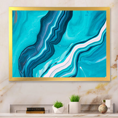 «Luxury Turquoise Marble River», reproduction d'art sur toile encadrée