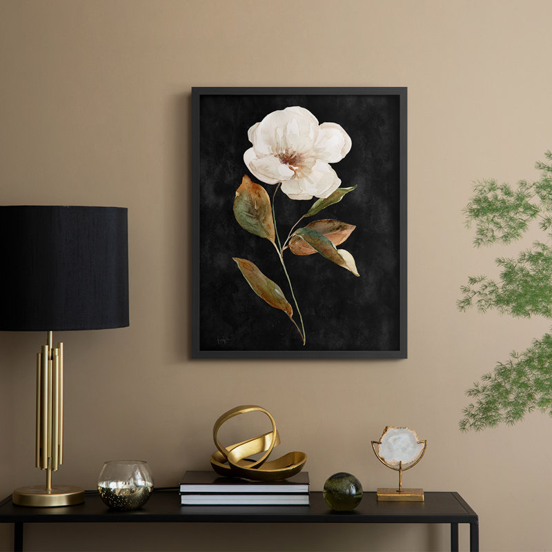 Botanical on Black Wash I Framed Print - Solid Wood, 21" H x 17" W, Black