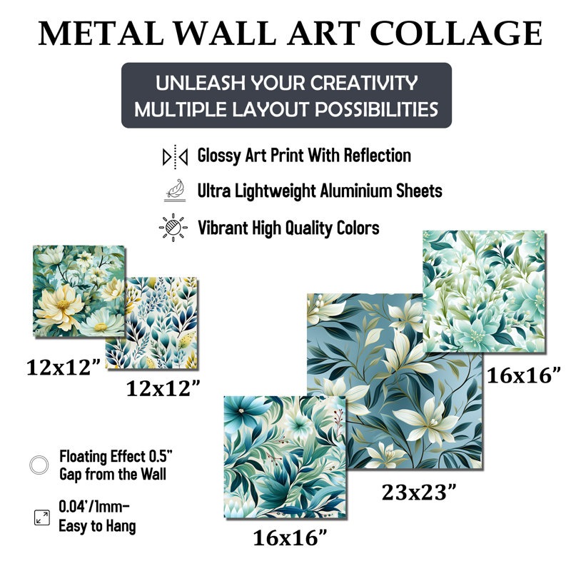 Dany - Ensemble d'art mural floral de 5