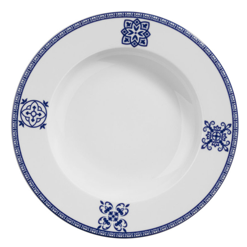Service de table élégant 24 pièces, 100% porcelaine, bleu marine et turquoise, noir et rouge | Comprend 6 assiettes de service (9,8 po), 6 assiettes (9,1 po), 6 bols (6,3 po), 6 assiettes à dessert (8,3 po) | Design élégant et fonctionnel allant au 