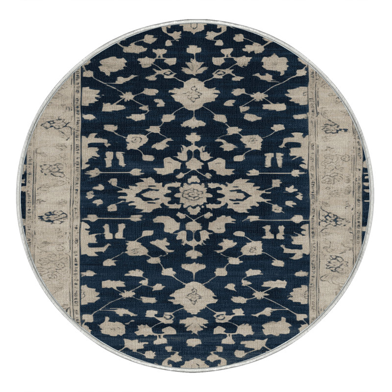 Tapis beige surteint lavable à la machine, Rond 3 pi