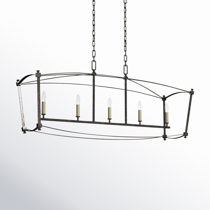Luminaire suspendu linéaire 5 lumières Olive, Acier Smith