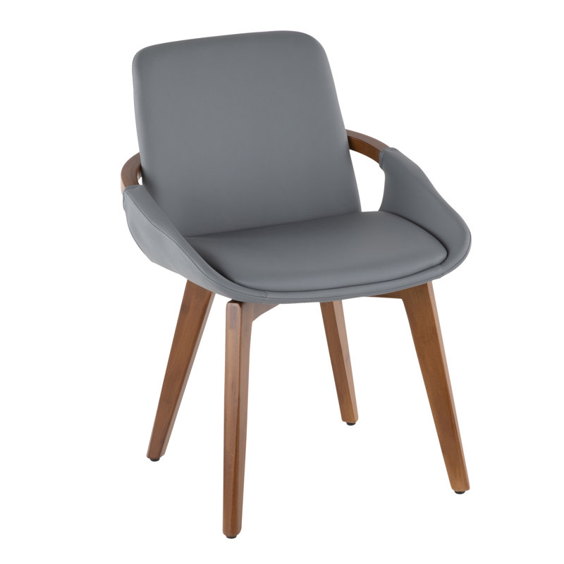 Whitacre 17'' H Faux Leather Upholstered Armchair, Gray, Walnut