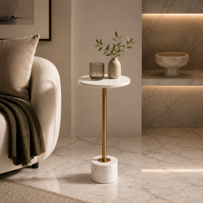 Table de bout en marbre Layla - Table d'appoint parfaite pour tout salon, chambre à coucher ou bureau