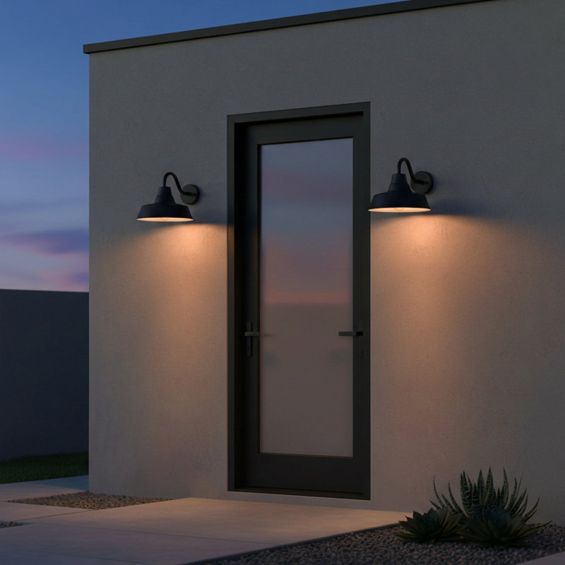 Luminaire de grange d'extérieur Blakeston, Noir, H 10,63 po x l 12 po x P 12 po, Oui