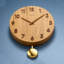 Horloge murale à pendule en bois massif ton bois naturel avec chiffres en relief