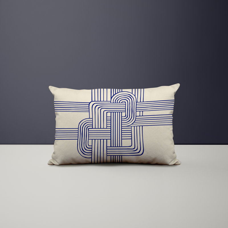 Polyester / Mélange de polyester Housse de coussin rectangulaire intérieure / extérieure lombaire et insert, Bleu marine
