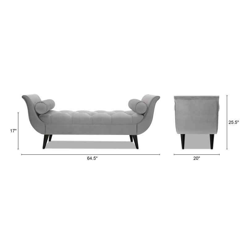Lucien Upholstered Bench, Opal Gray, Black