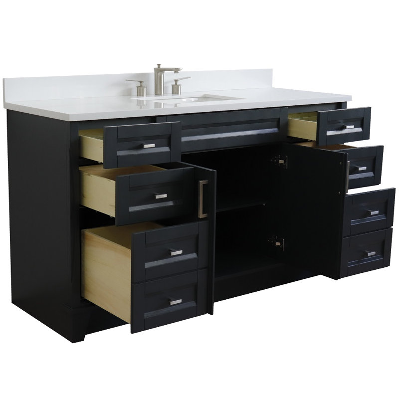 Ensemble de meuble-lavabo simple 61 po Dagh, Quartz blanc