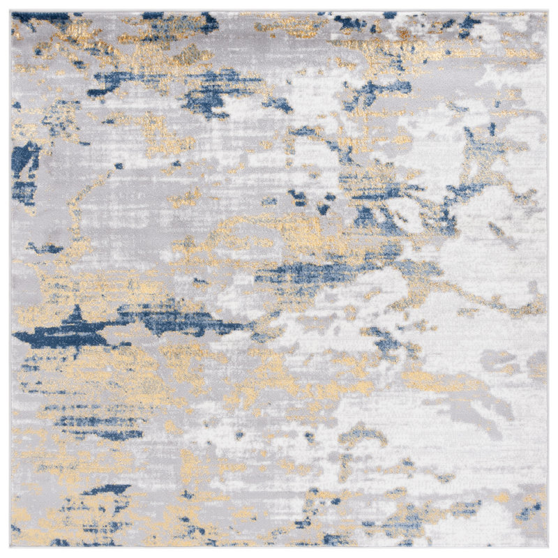 Aniqua Performance Performance Abstract Rug, Square 6'7"