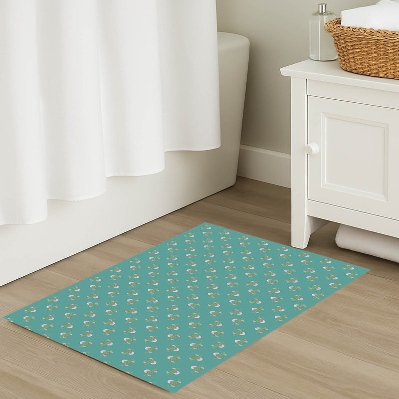 Tapis de bain Flora, Sarcelle, Simple - L 24 po x l 17 po