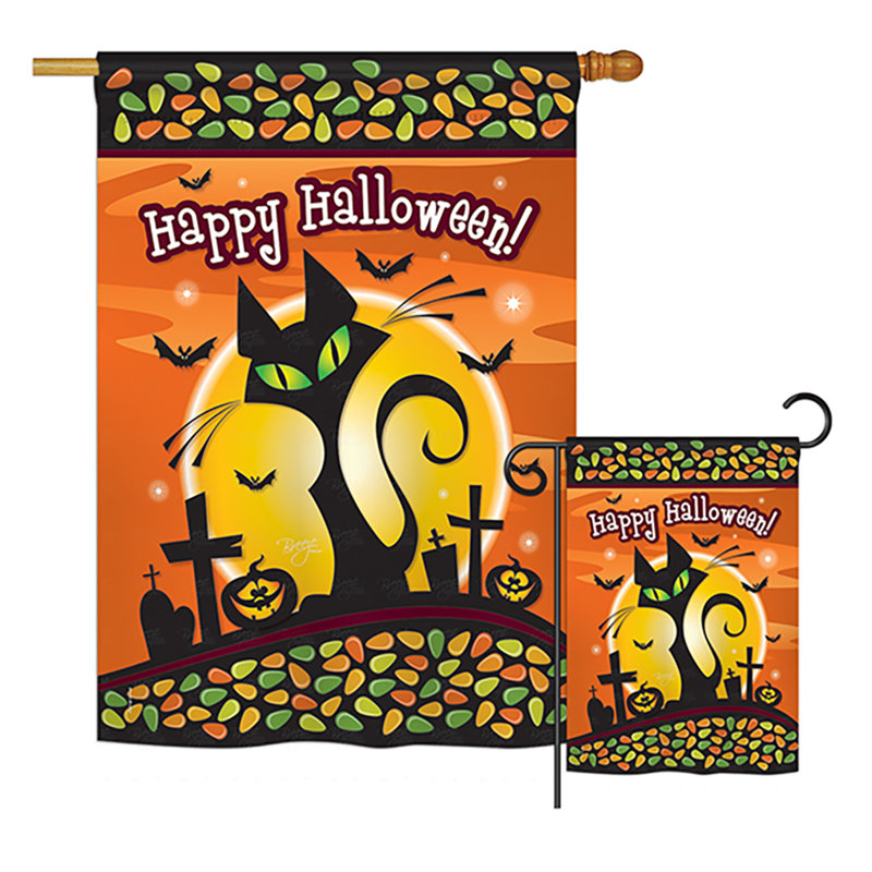 Ensemble de 2 drapeaux verticaux décoratifs en polyester à 2 côtés pour chat