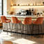 Fixed Height Velvet Upholstered Bar Stool with Diamond Tufted Back & Footrest-283683769
