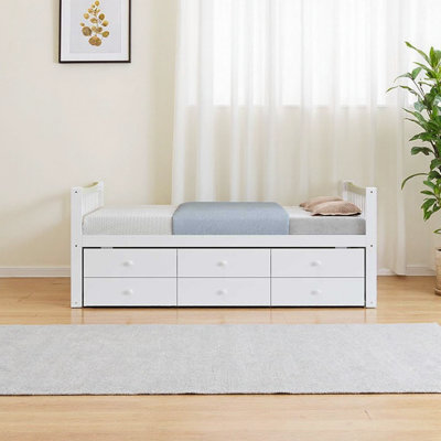 Lit de jour double polyvalent avec lit gigogne et 3 tiroirs de rangement