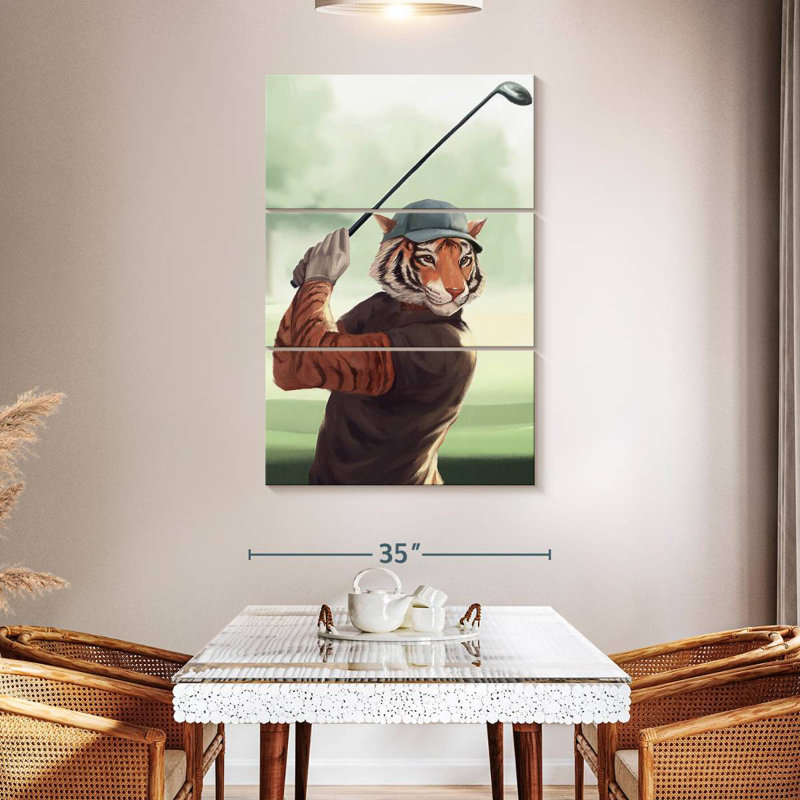 Ketti Tiger Playing Golf, 50" H x 32" W