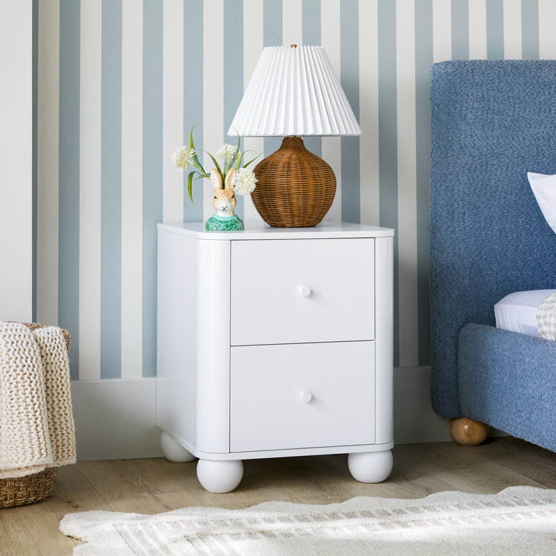 Table de chevet 2 tiroirs Modern, Blanc