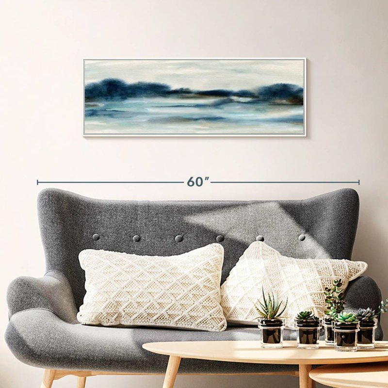 Vue panoramique sur la baie, Cadre flottant blanc, 37 po x 13 po